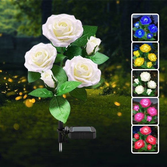 Solar Rose Light Lamp white  Rose Flower Solar Rose Light Lamp white  Rose Flower